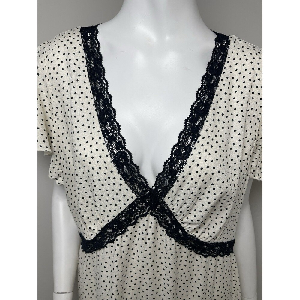 Old Navy Polka Dots Babydoll Mini Dress Lace Trim L Romantic Y2K Dainty Cottage - Picture 4 of 12